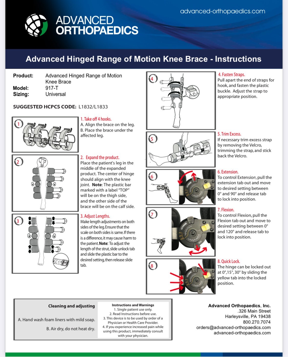 Advanced Orthopaedics Hinged Range Of Motion Knee Brace