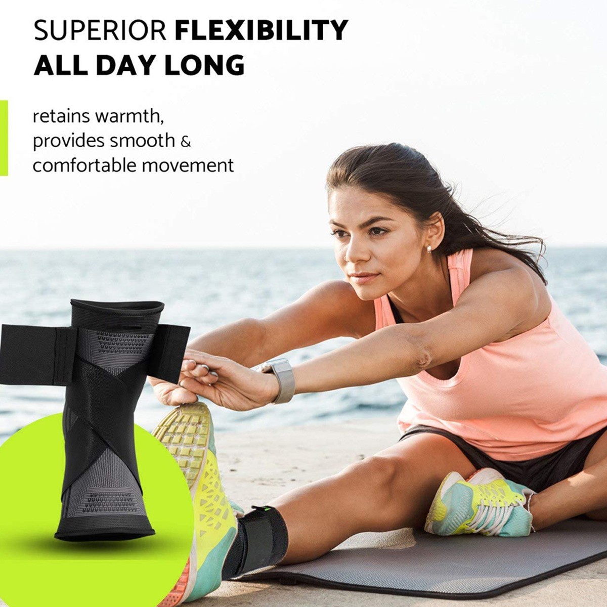 Ankle Brace Adjustable Support Compression Sleeve Socks Wrap Foot Fasciitis Pain