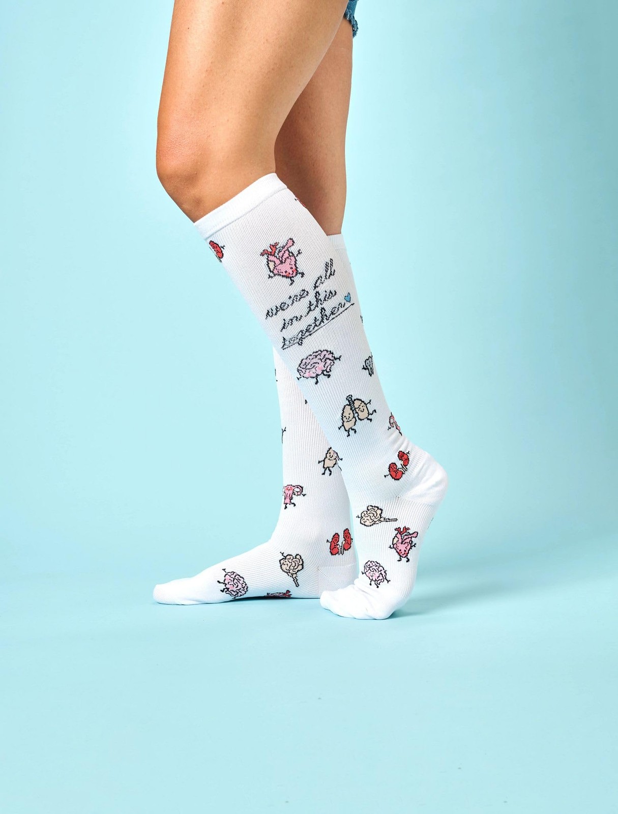 Nurse Mates Women’s Calf Socks | 12-14 mmHg Compression One Size, Organ Party
