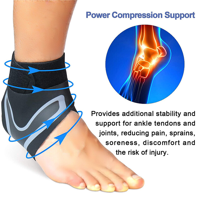 A Pair Ankle Support Brace, Breathable Compression Sleeve Pain Relief Foot Wrap