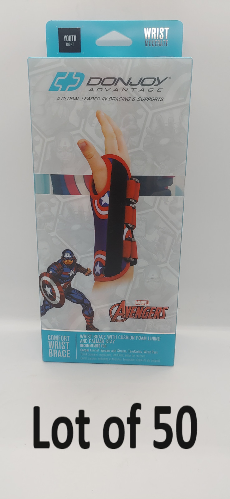 50 Marvels Captain America Wrist Brace Foam Lining Right x-small YOUTH wholesale