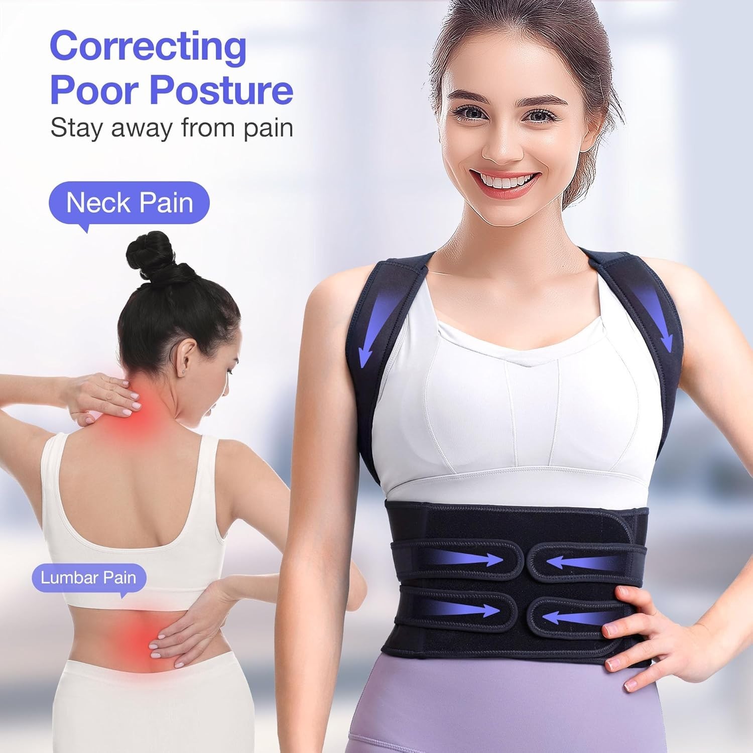 Ergonomic Full Back Support Brace for Posture Correction – FSA & HSA Eligible