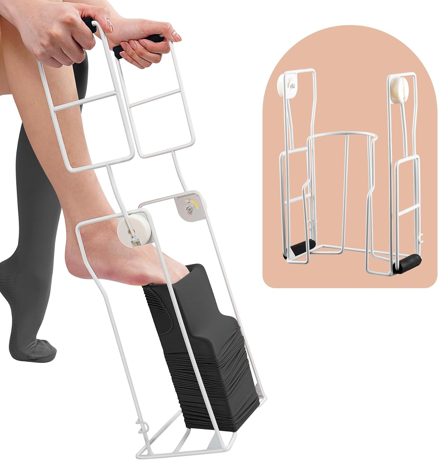 Large Compression Sock Aid Device, for People with Swollen Legs | Stocking Donne