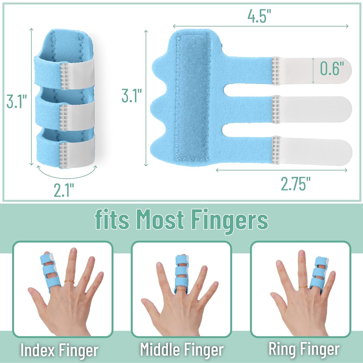 Light Blue Finger Support Brace – 4 Pack for Arthritis & Sprain Relief