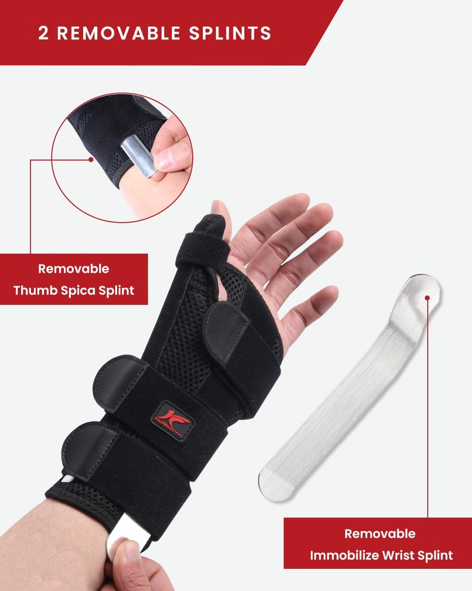 Hurmoya Wrist Brace Thumb Spica Splint Support for Carpal Tunnel, De Medium