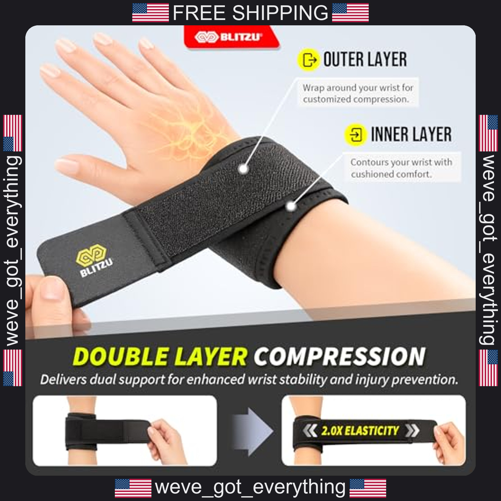 2 Pack Neoprene Wrist Supports for Pain Relief and Stability