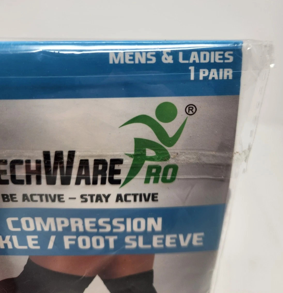 TechWare Pro Compression Ankle/Foot Sleeve – Unisex – Large/XL – Blue/Black