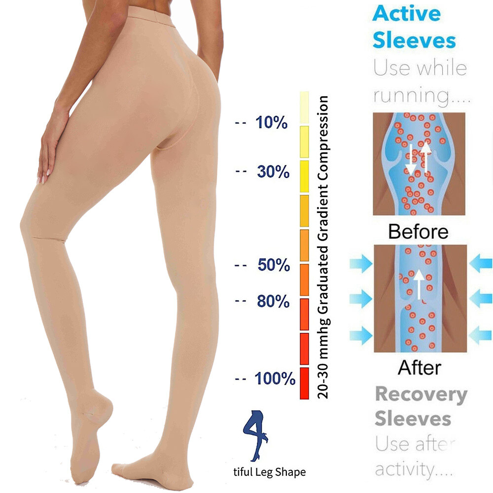 Moderate Support Gradient Compression Pantyhose for Women Swelling Edema