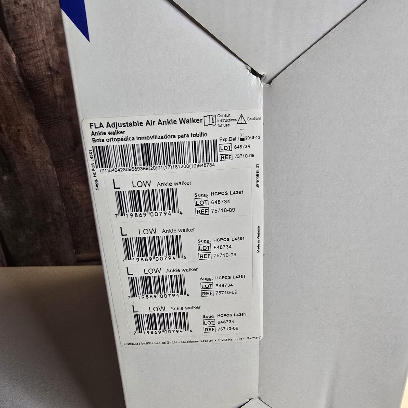 FLA Adjustable Air Ankle Walker Boot Low Large M 10.5-12.5 W 11.5-13.5 & Sock