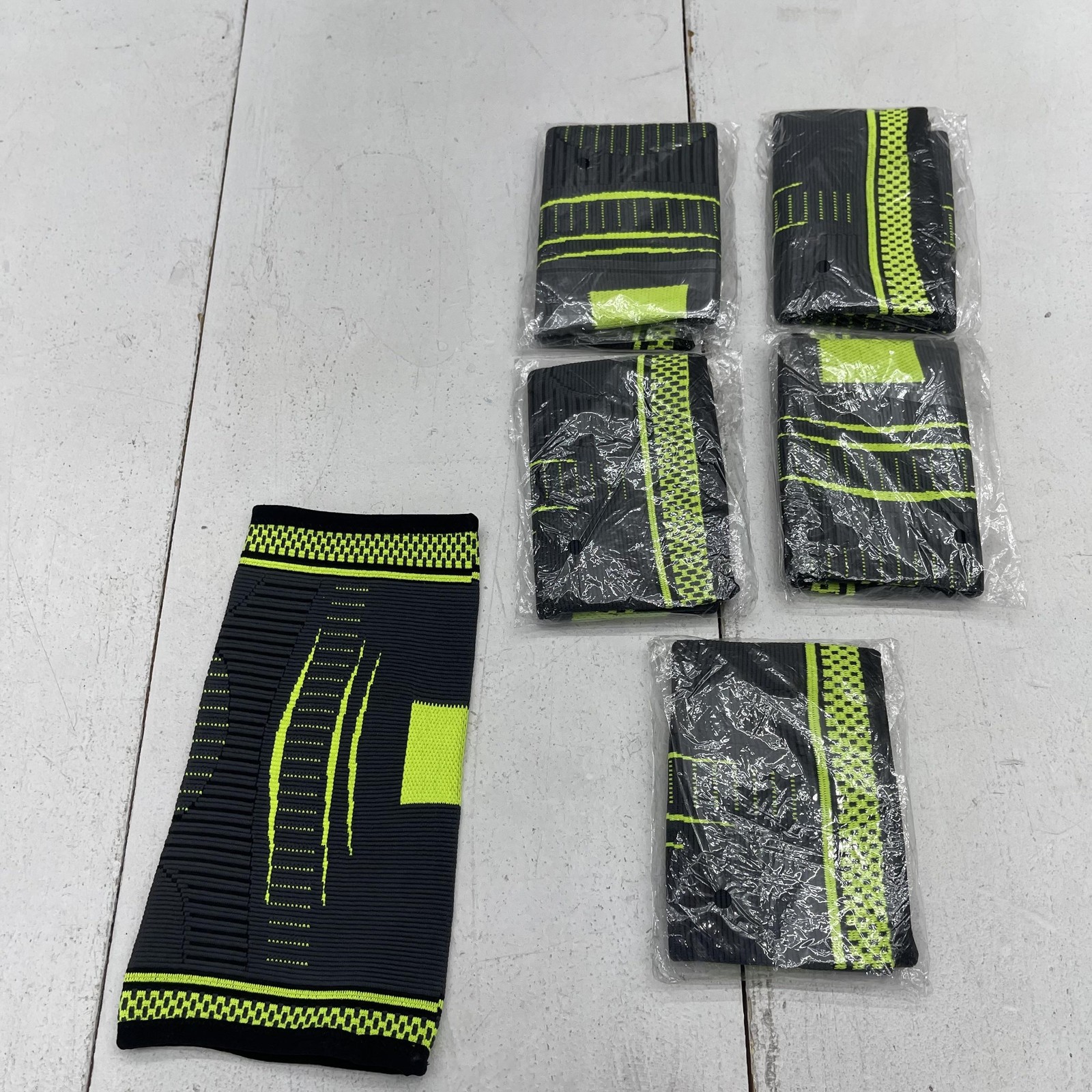 Compression Knee Sleeve One Size Black Neon Green Nylon Support Sports 6 Pack