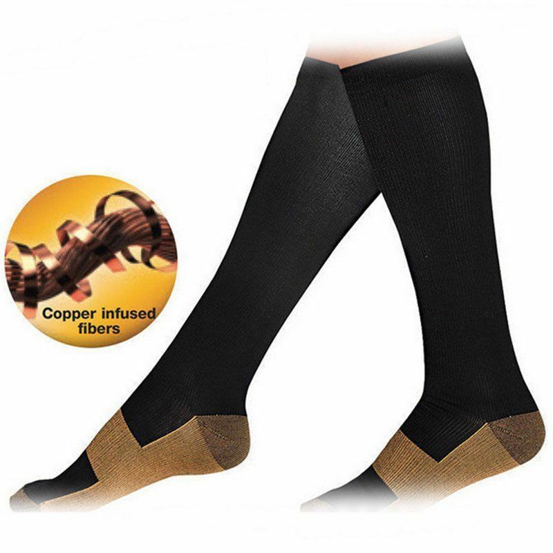 4 Pairs Copper Compression Socks 20-30mmHg Graduated Support Mens Womens S-XXL