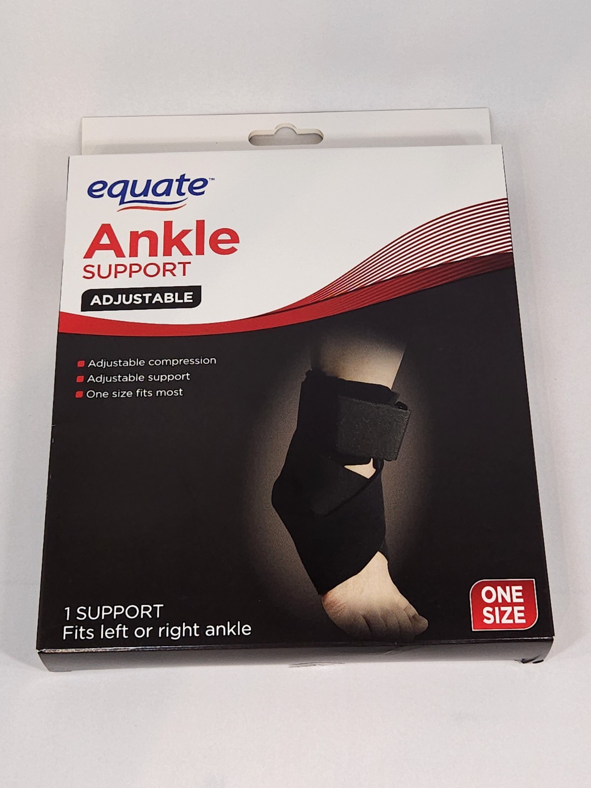 Equate Adjustable Ankle Support Brace One Size Fits Most Left/Right Black