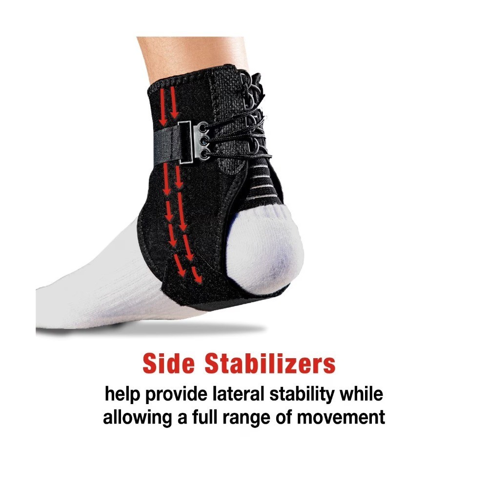 Brand Ankle Support with Side Stabilizers, Adjustable, Black, 1 Br