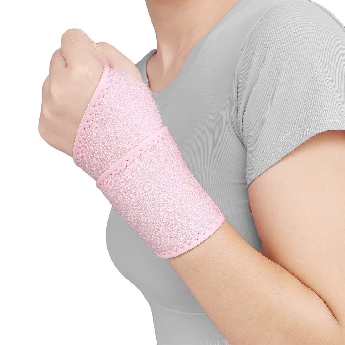 Comfortable Carpal Tunnel Wrist Wrap Set – Adjustable & Non-Slip, Pink, 2 Count
