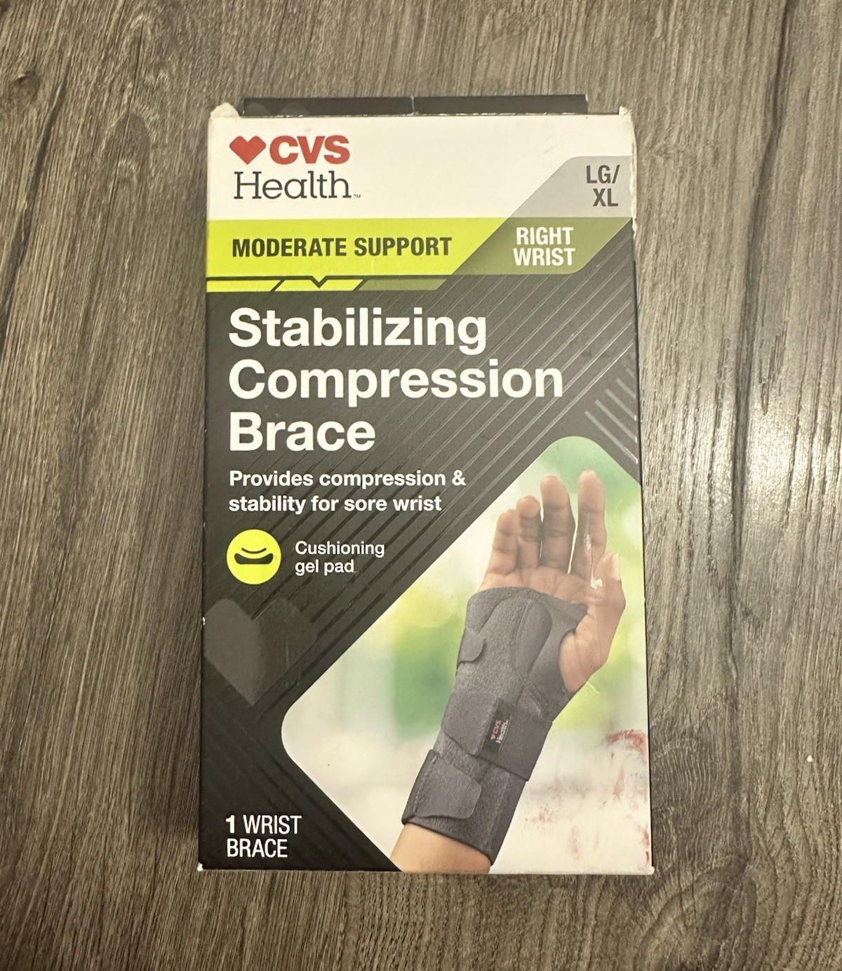 CVS Health Stabilizing Compression Wrist Brace Adjustable Right LG/XL Gray