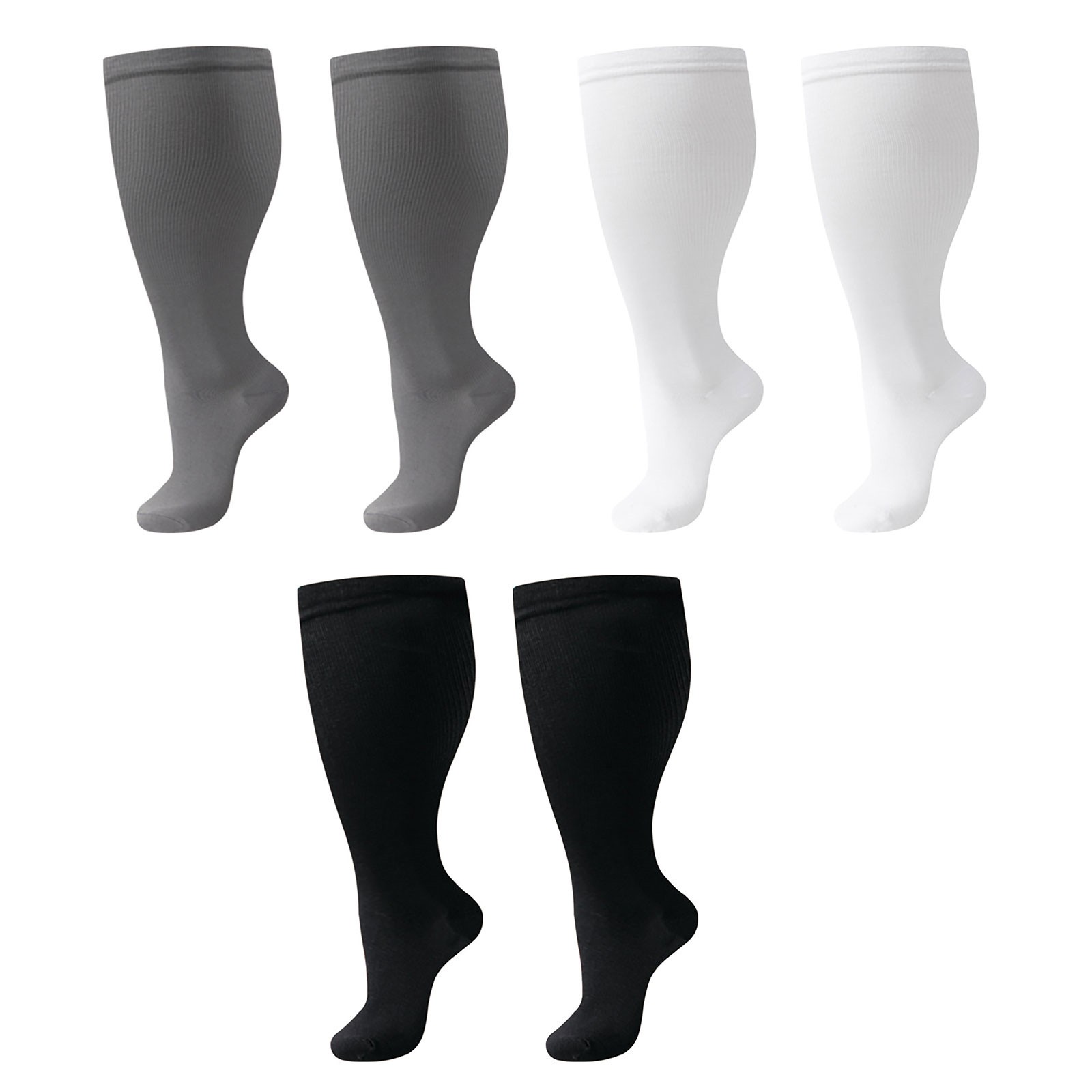 3 Pairs Womens 15-20ml Large Compression Graduated Support Cotton Socks