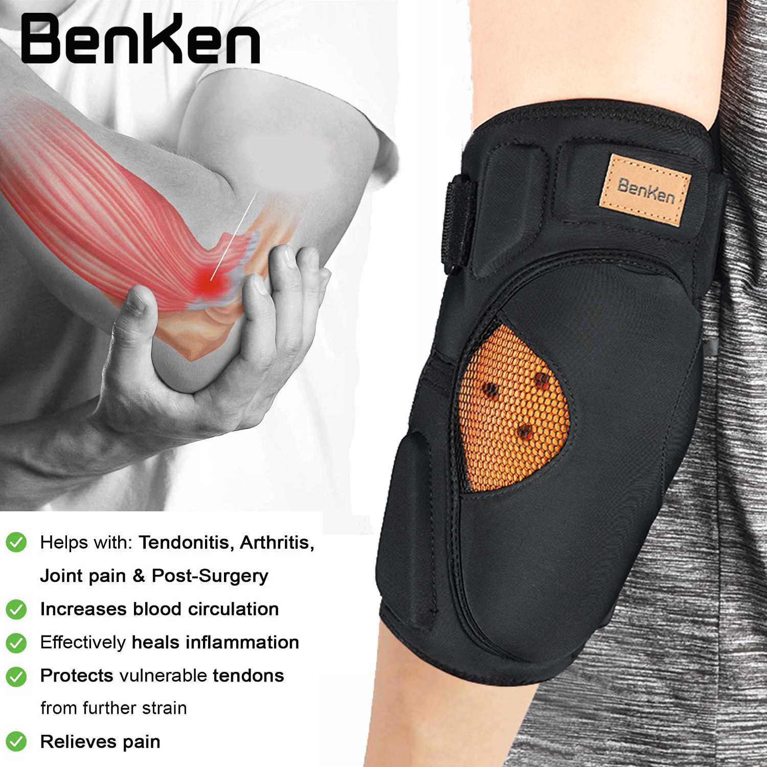 BenKen A Pair Elbow Brace Pads Cycling Skateboard pulley motorcycle Protective