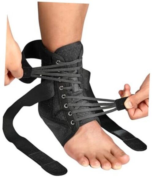Quickace Up Ankle Brace for Women Men with Removable Side L Black Stripes