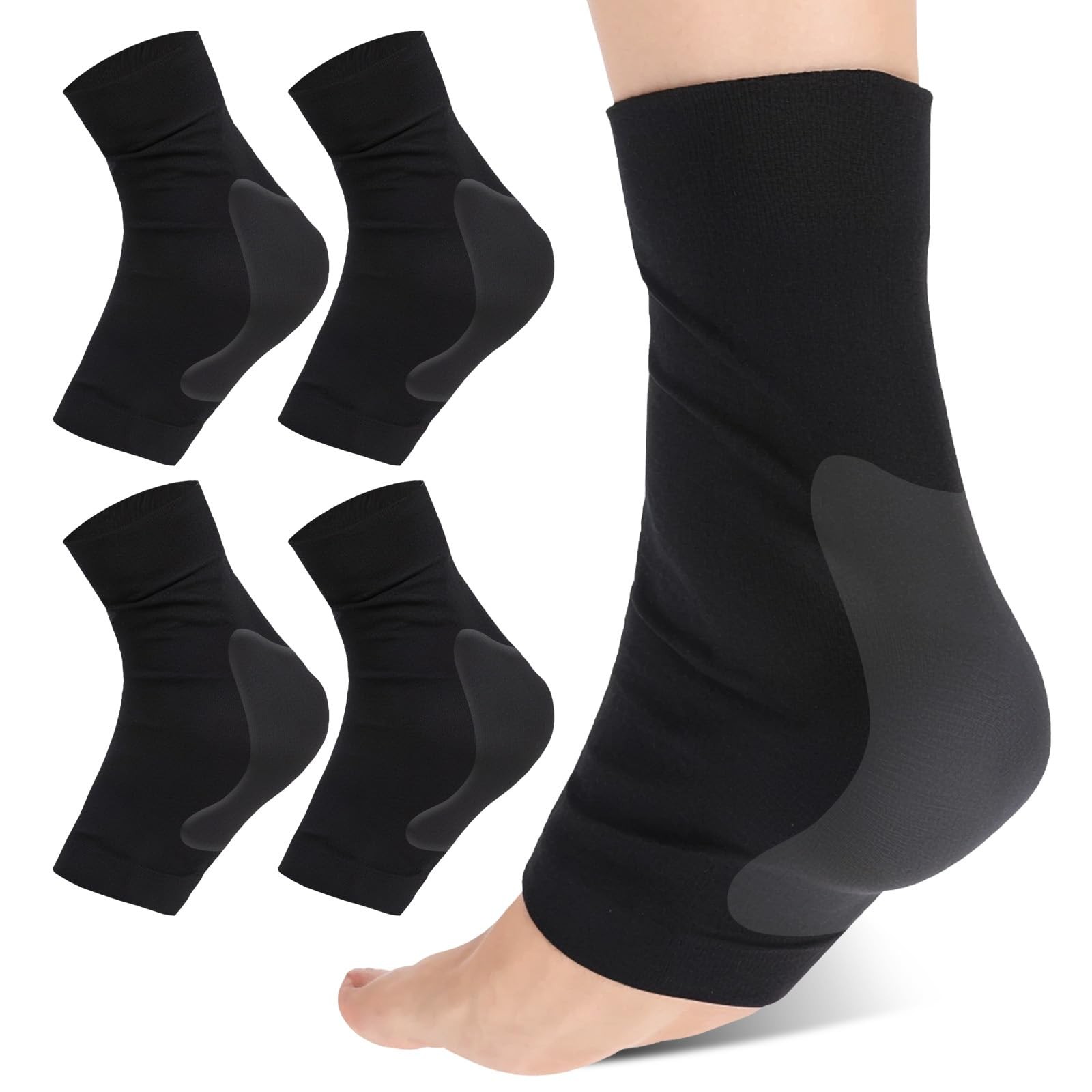 Hpmjz 2 Pcs Achilles Tendon Heel Protector Compression Padded Medium, Black