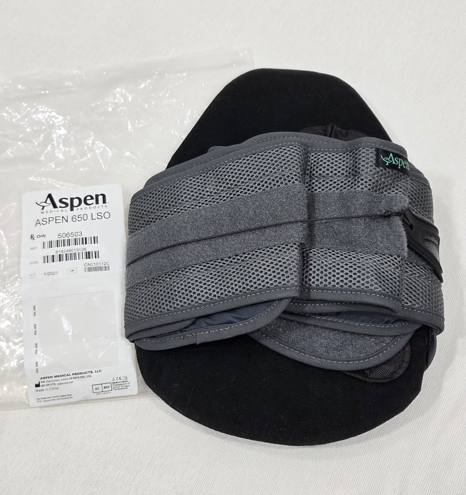 Aspen OTS 650 LSO Back Brace Lumbar Support Therapy Pack Adjustable