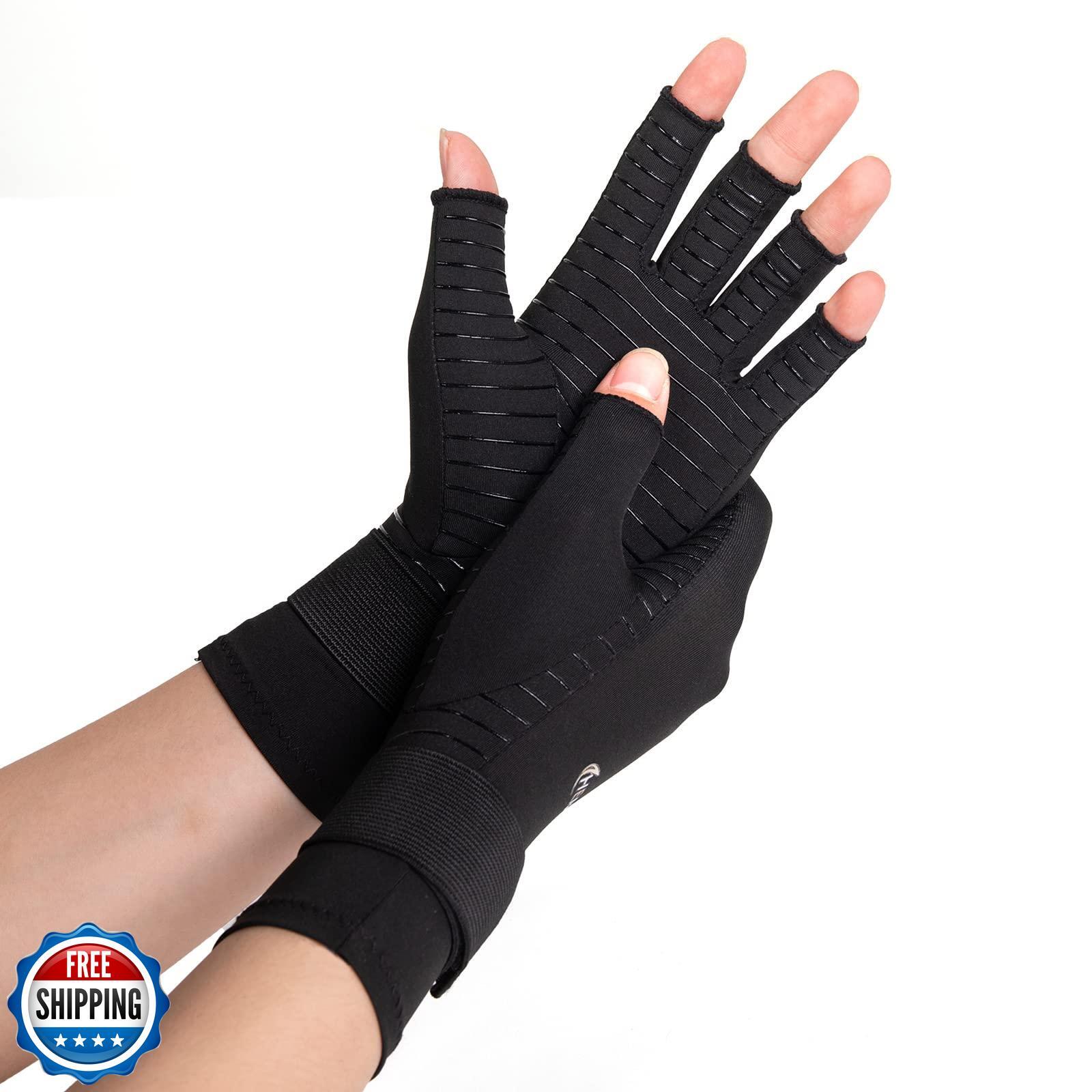 HENOTIC Copper Arthritis Gloves for Women Men, Wrist Reinforcement Fingerless