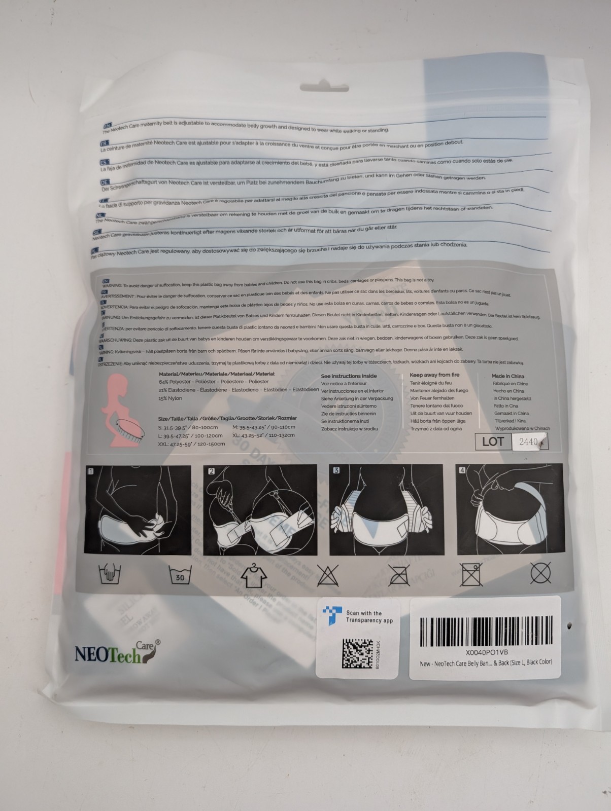 Neo Tech Care NTC T007 Maternity Support Belt Black Size L