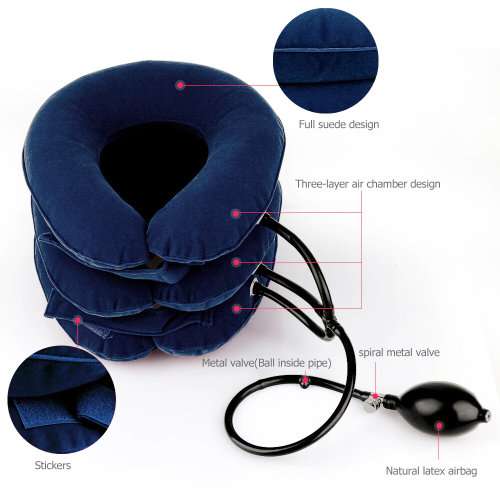 Neck Traction Collar Cervical Inflatable Stretcher Relief Device Head Pillow USA