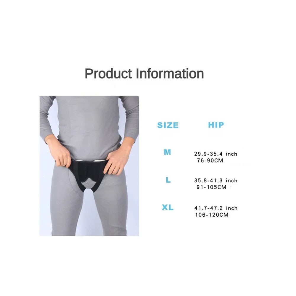 Intestinal Hernia Fixation Belt, Machine Washable Black PU Foam Pad Breathable M