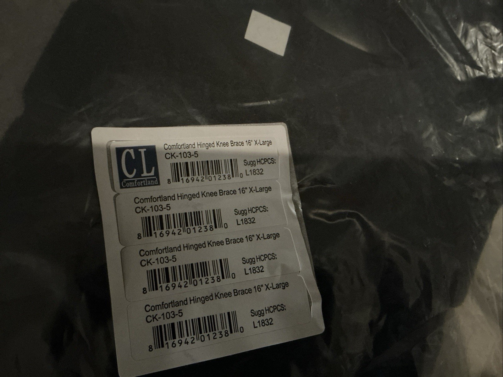 New ComfortlandCK-111-5 Hinged Knee Brace XLarge Adjustable Black Stabilization