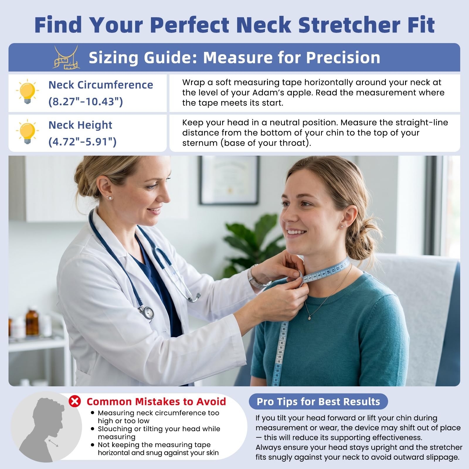 Adjustable Neck Stretcher – Cervical Traction Device for Spine Decompression & P