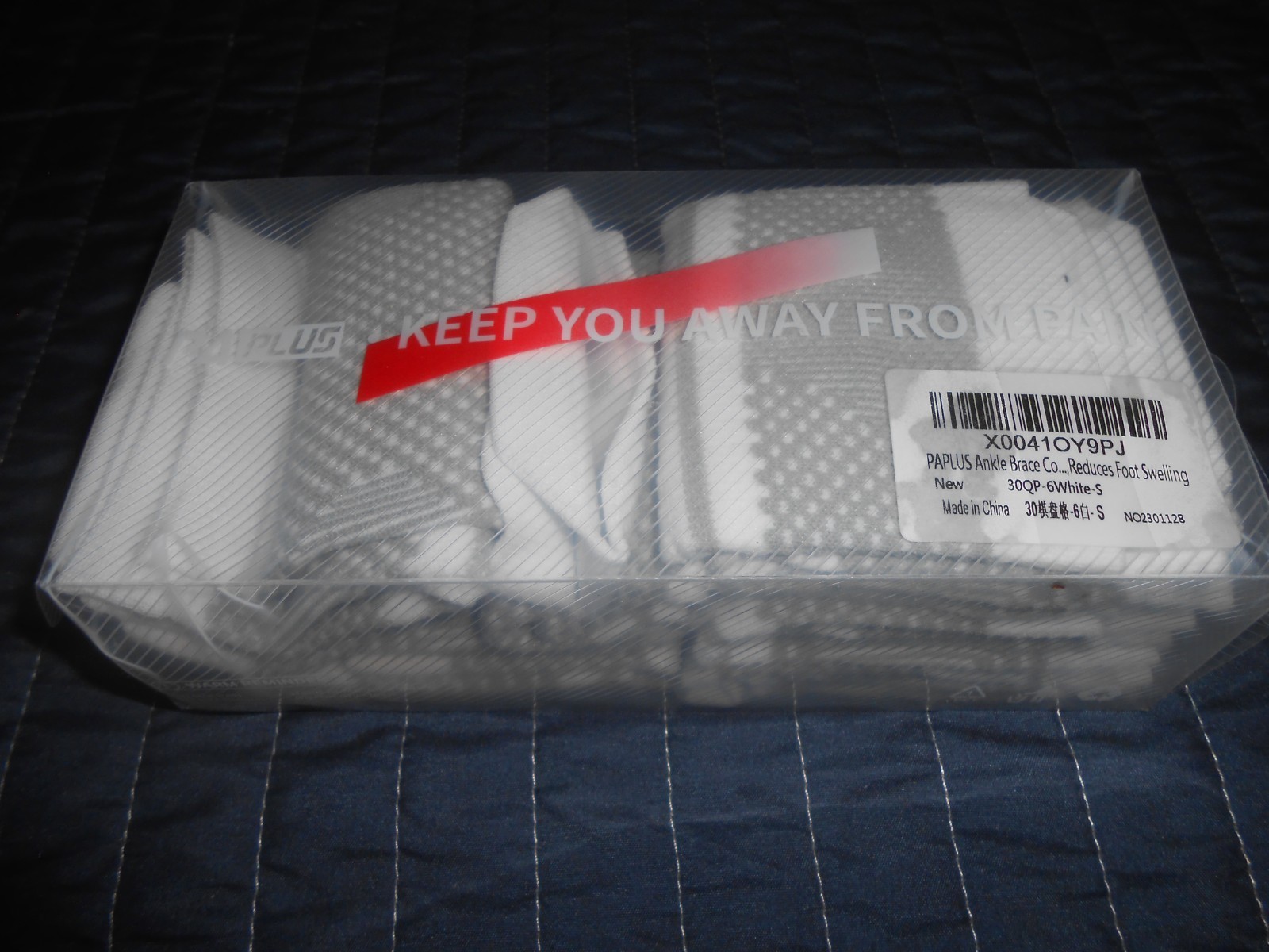 NEW BOX PAPLUS ANKLE BRACE CO. 6 PAIR WHITE GRAY PLANTAR FASCIITIS ARCH SUPPORT
