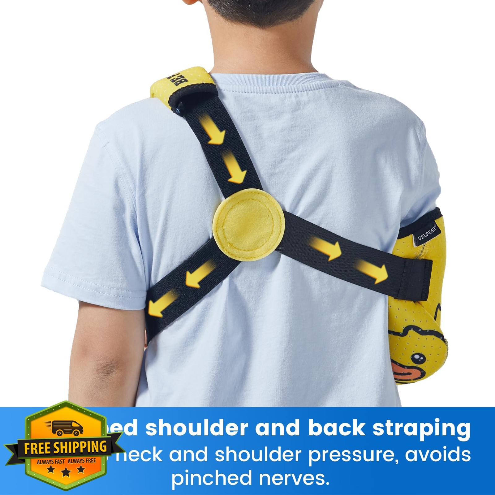 Velpeau Kids Arm Sling XXS Right Hand B.Duck Comfort Shoulder Brace Boys Girls