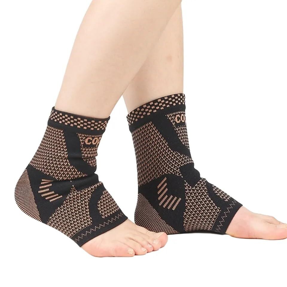 Copper Ankle Support Brace Functional Compression Sleeve Socks Foot Pain Relief