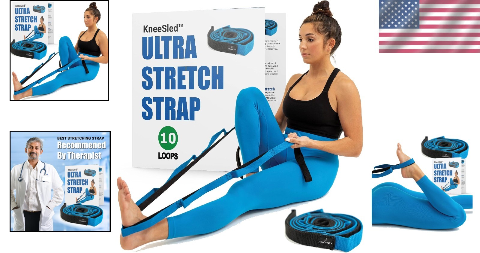 10-Loop Yoga & Pilates Strap – Ultra Stretch for Injury Recovery and Exercise