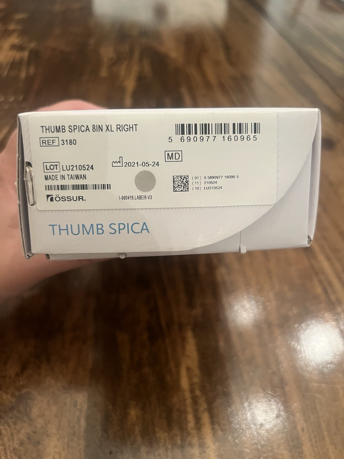 Ossur Formfit Thumb Spica Splint Tendonitis 8 in XL Right 3180