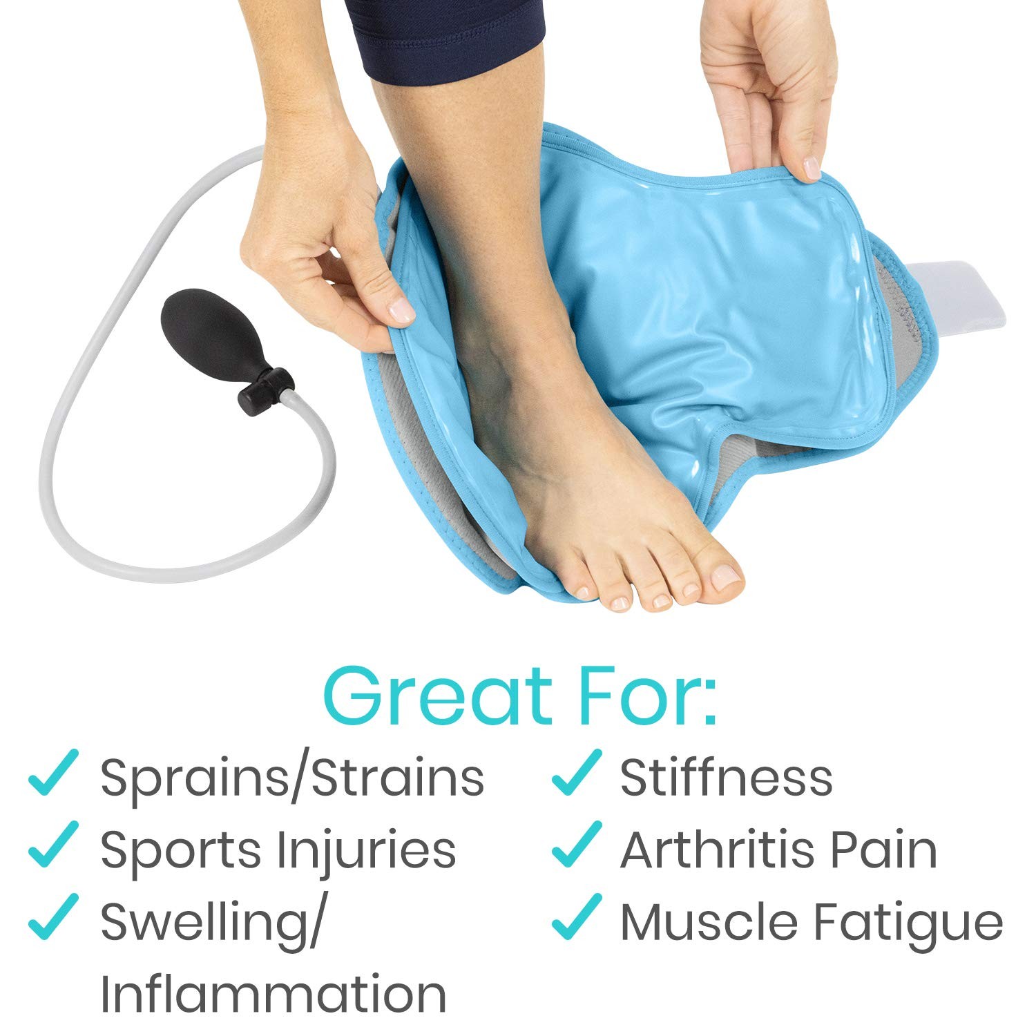 Vive Compression Ankle Ice Pack Wrap for Foot Pain 1 Count (Pack of 1), Grey
