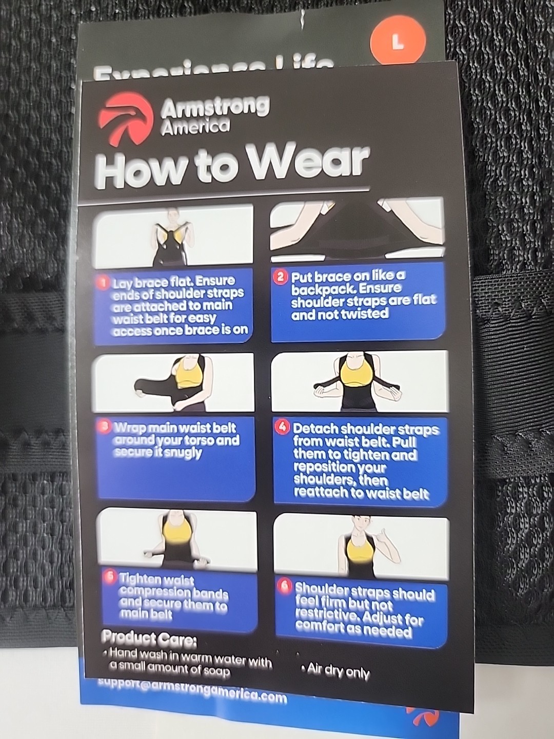 ARMSTRONG AMERICA Upper Back Brace Posture Corrector for Unisex – Black. LARGE