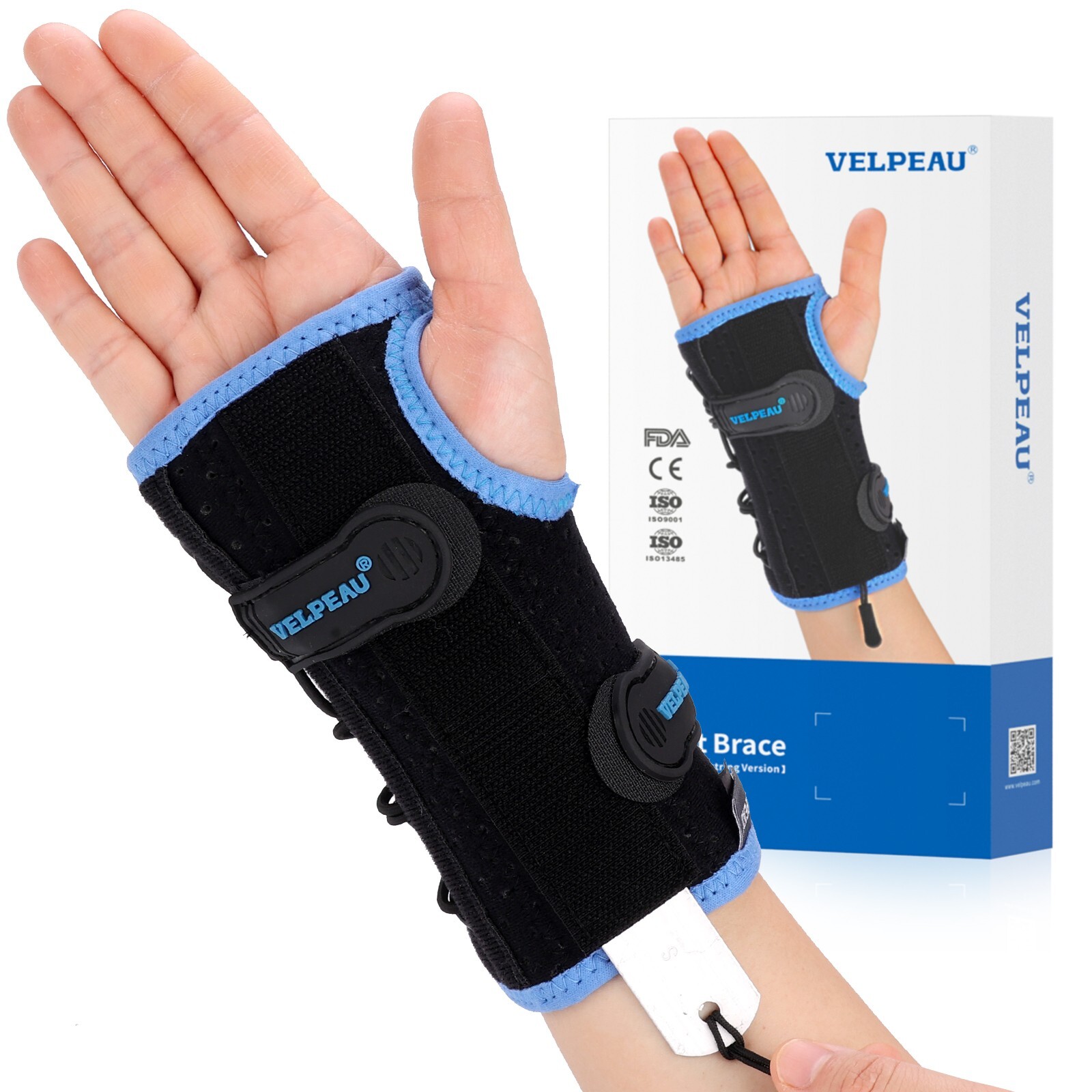 Velpeau Wrist Brace for Carpal Tunnel Pain Relief, with Cushioned & Metal Splint