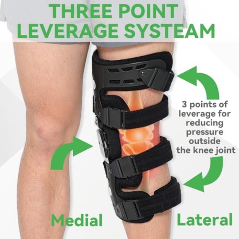 Orthomen Lateral Unloader Knee Brace for Osteoarthritis & Bone on Bone Pain, Adj
