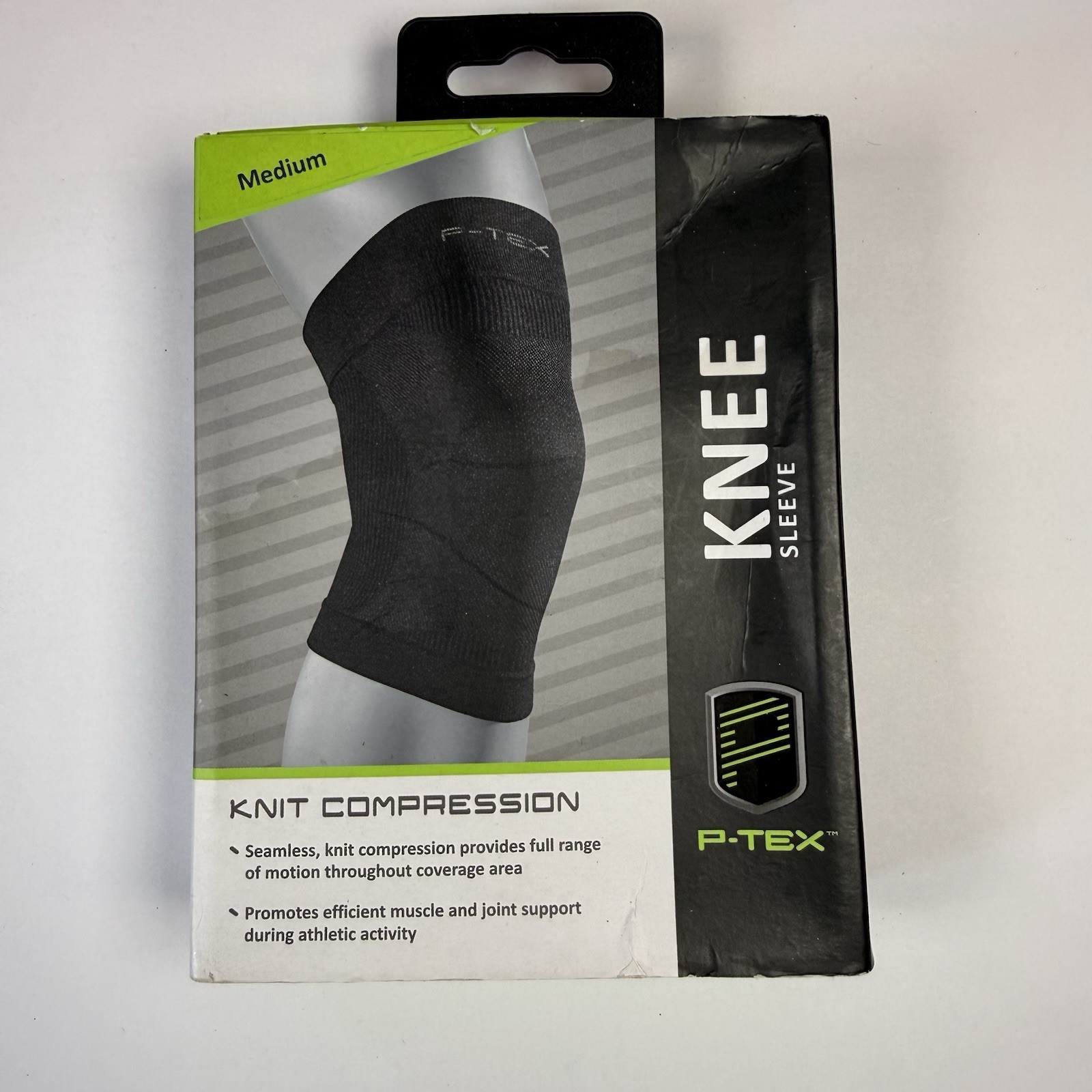 P-TEX Knit Compression Knee Sleeve Medium Black Athletic Support Brace NEW