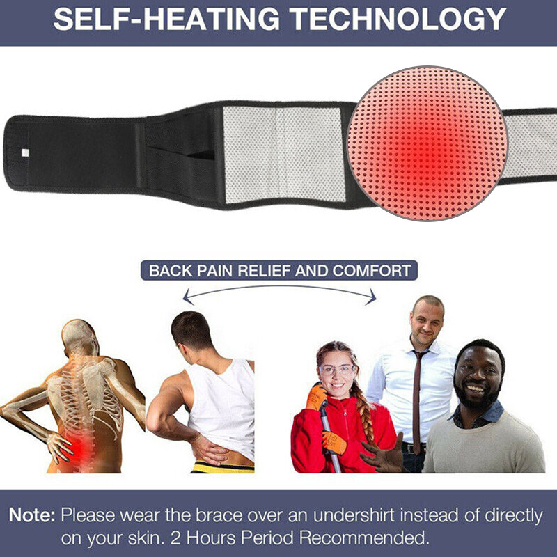 Self Heating Magnetic Hot Back Support Lumbar Lower Back Brace Belt Pain Relief
