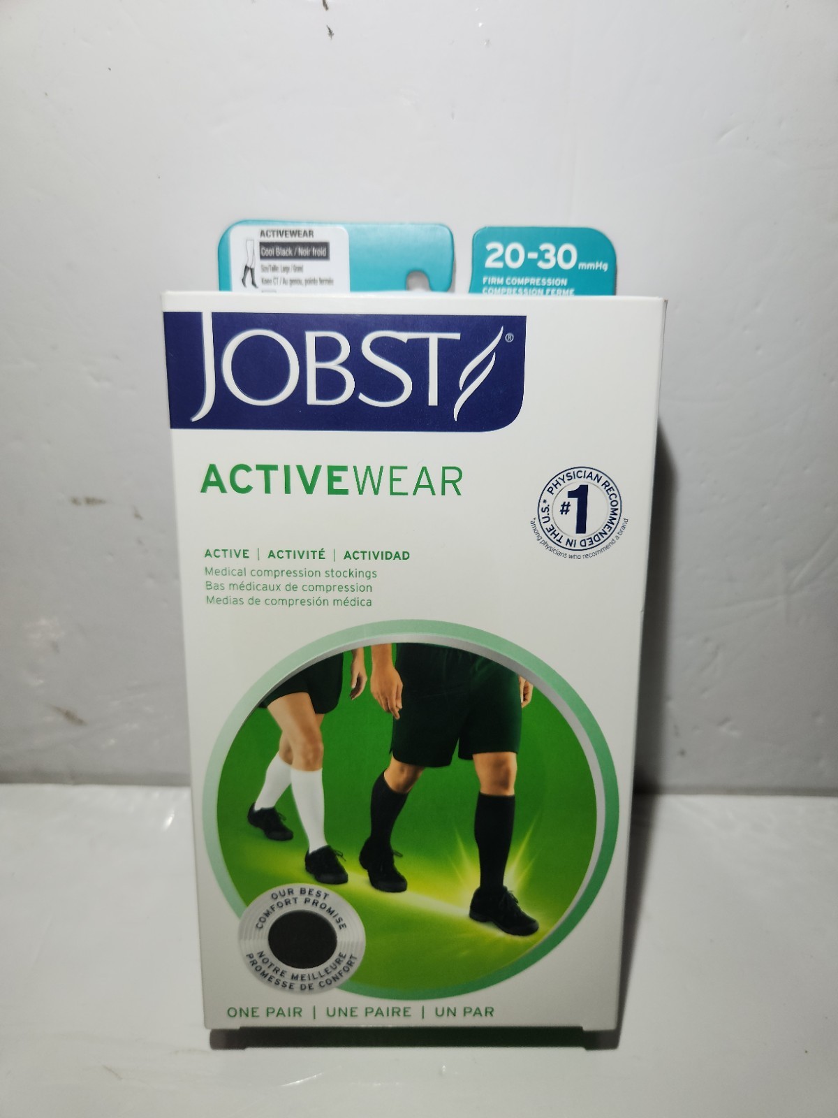 Jobst ActiveWear 20-30 mmHg Firm Support Unisex Black Knee Highs Stocking Large