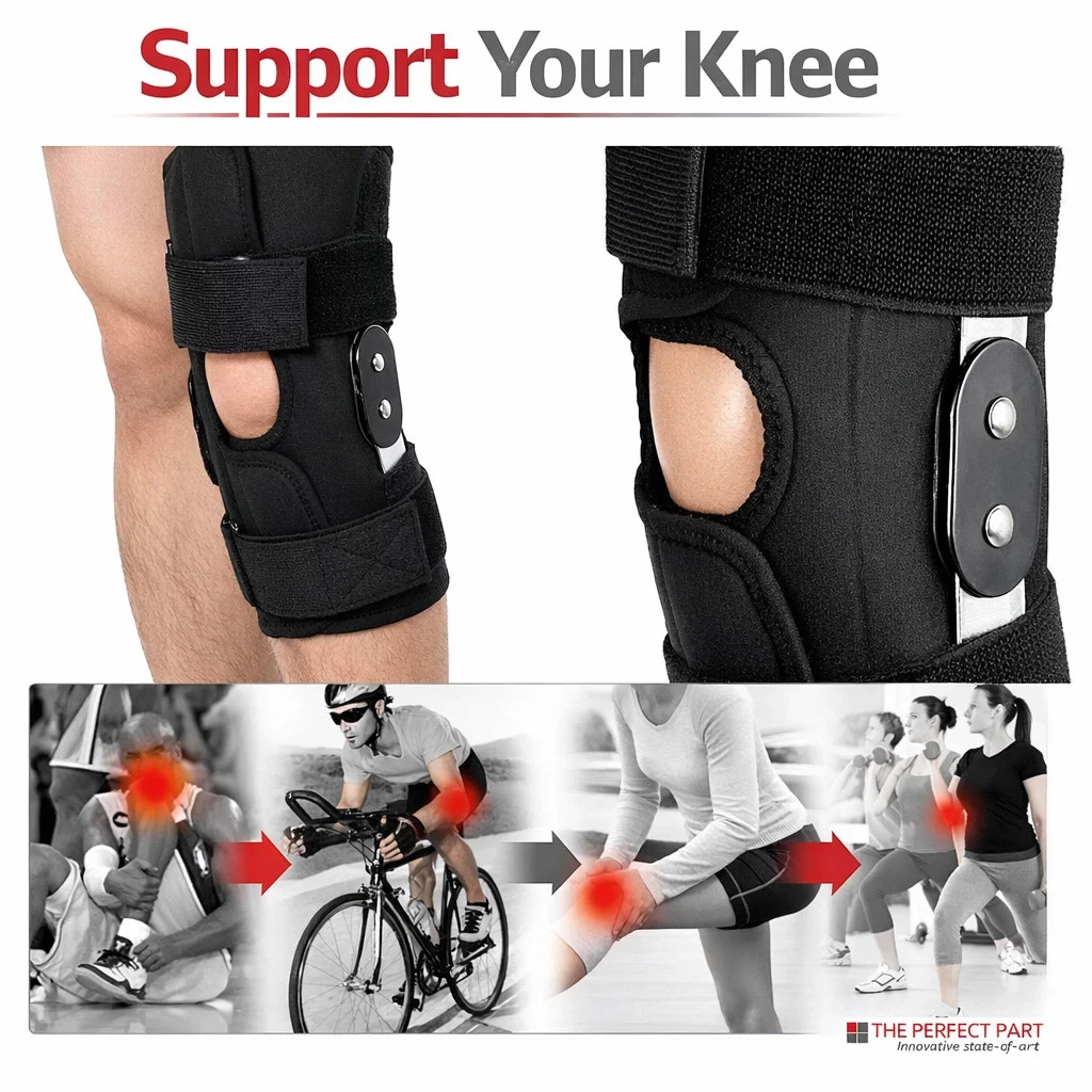 Knee Brace Compression Sleeve Hinged Joint Support Open Patella Stabilizer Wrap