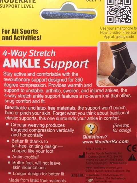 Mueller 4-Way Stretch ANKLE SUPPORT * Small / Medium * MODERATE SUPPORT LEVEL