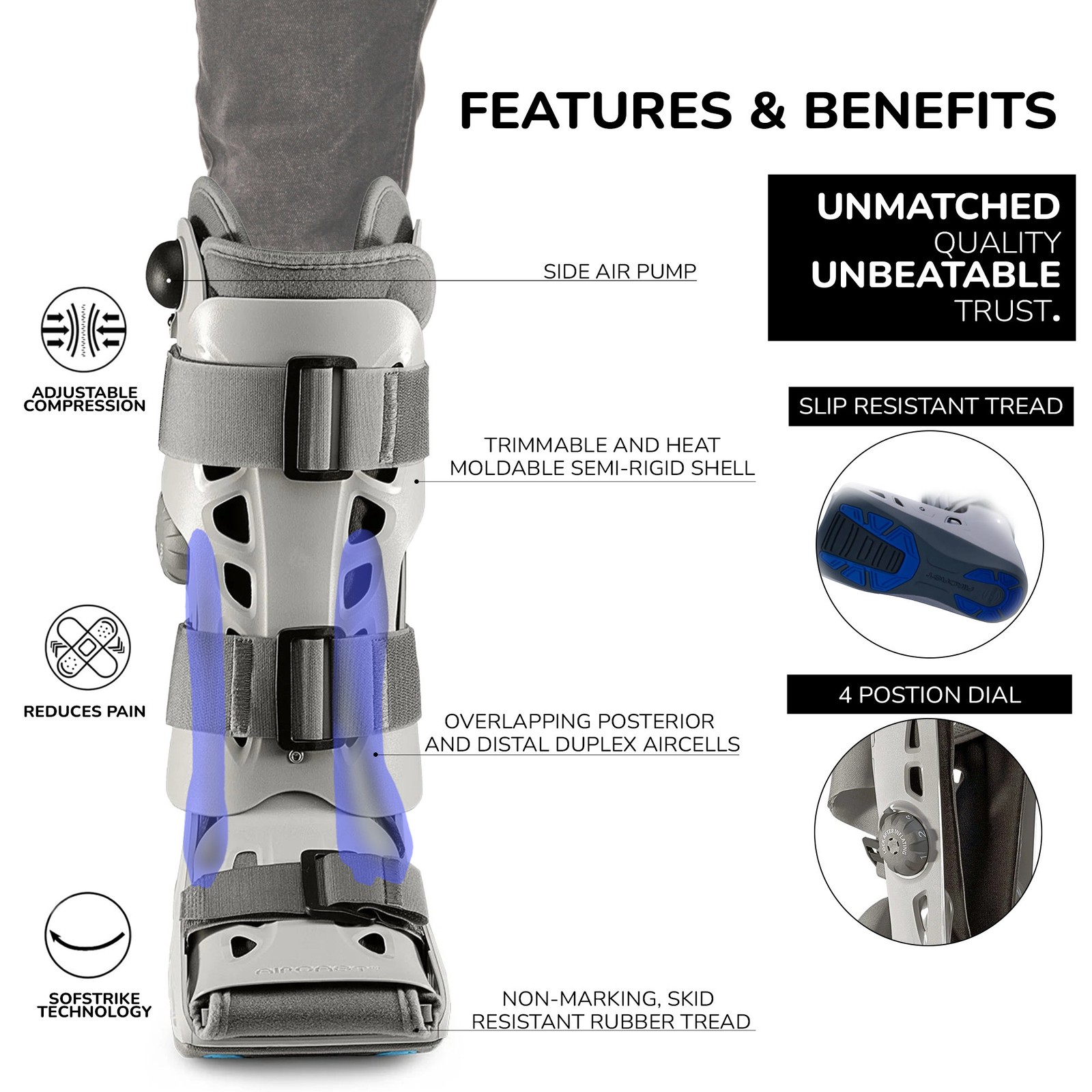 Aircast AirSelect Medium Gray Walker Brace and Walking Boot