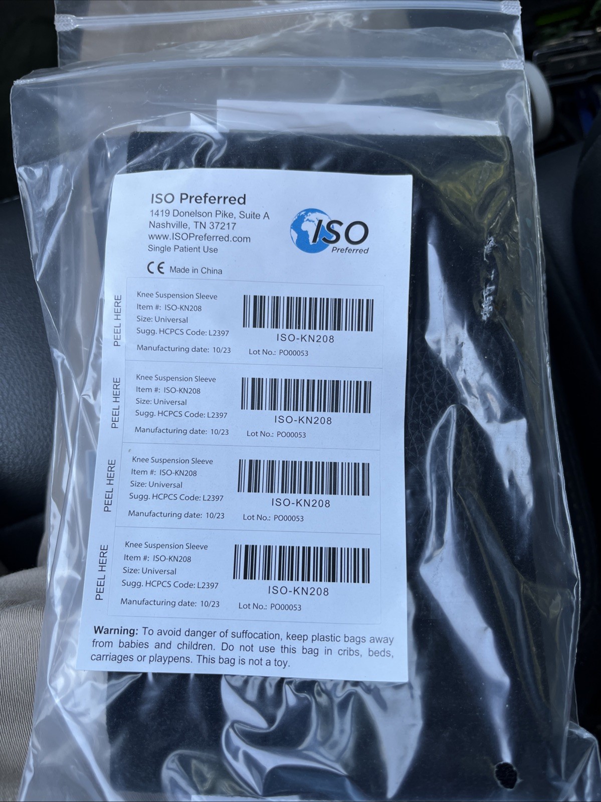 ISO Preferred Knee Suspension Sleeve KN208 Support for OA Knee Brace Black