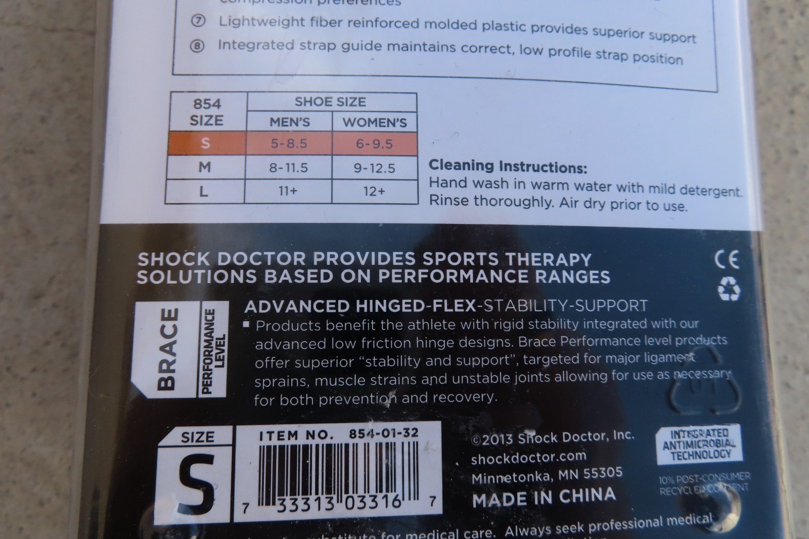 Shock Doctor V-Flex Ankle 854 Advanced Hinged Brace Size S