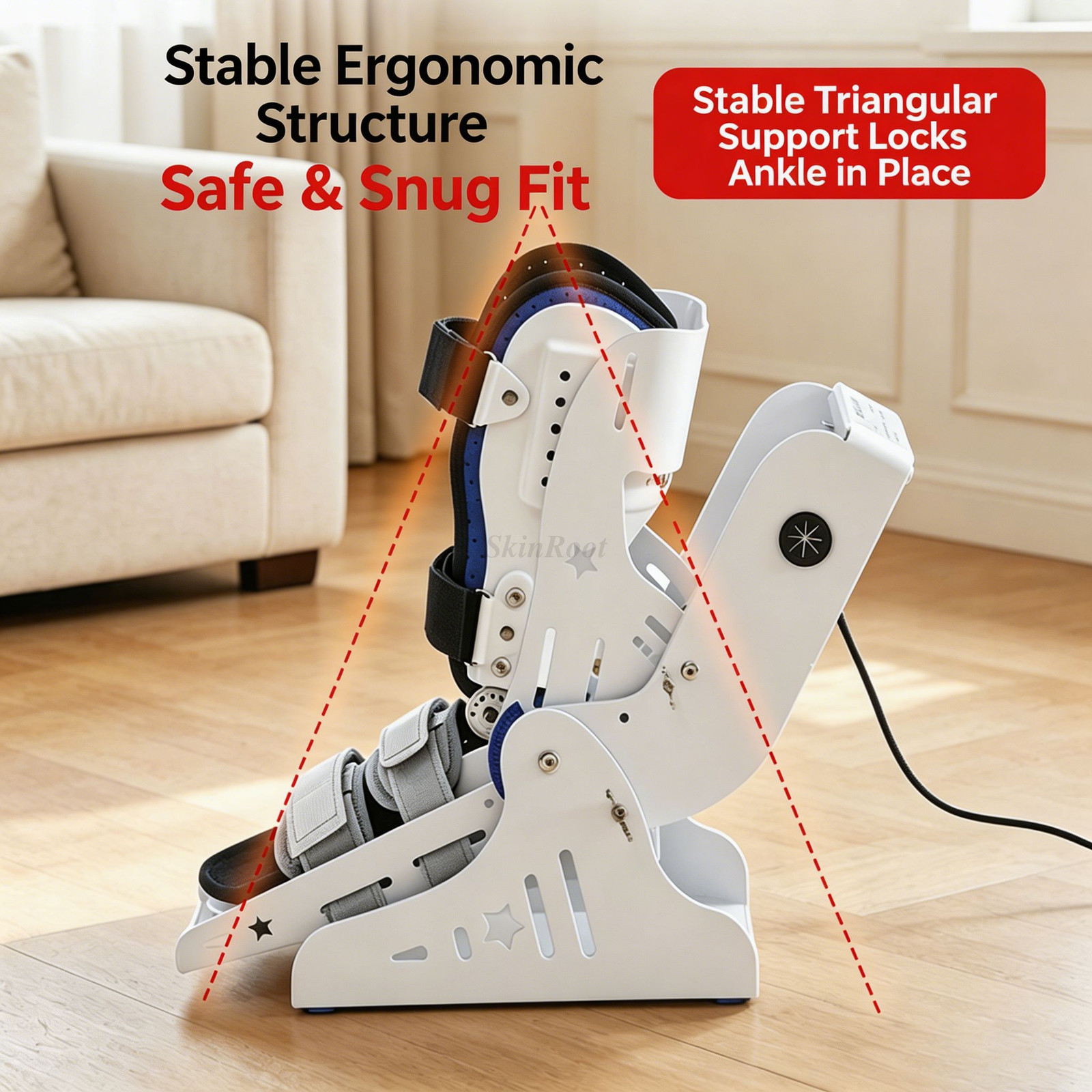 Upgraded Electric Ankle Exerciser Remote Control Trainer w/ Left & Right Braces