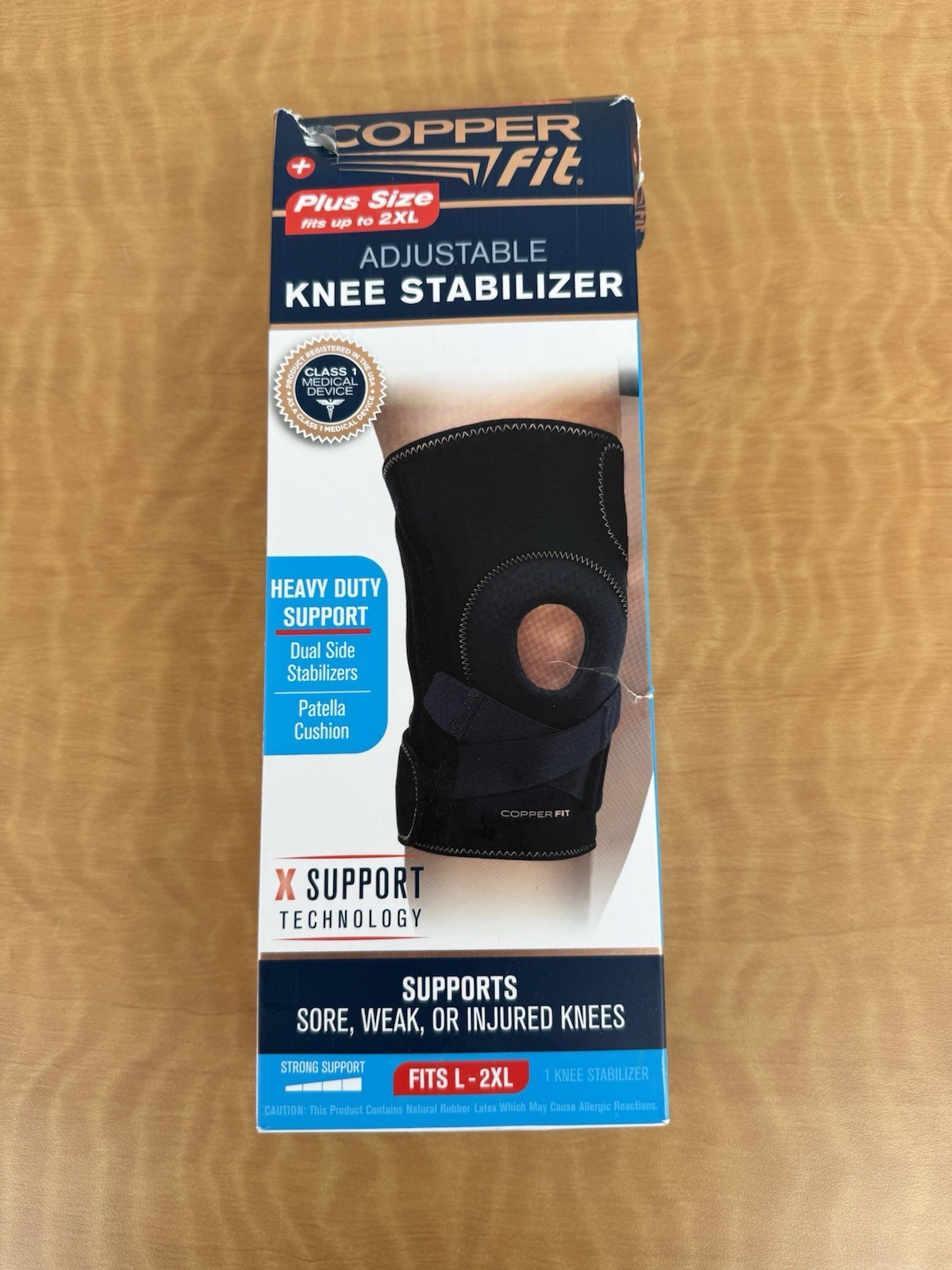 Copper Fit Adjustable Knee Stabilizer Brace L/2XL New Open Box Damaged Box