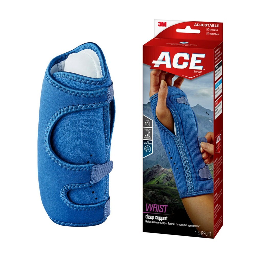 ACE Brace Night Wrist Sleep Support, Adjustable, One Size, 1 Support